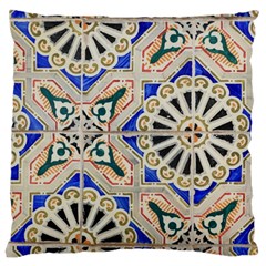 Ceramic-portugal-tiles-wall- Large Cushion Case (one Side) by Amaryn4rt