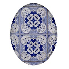 Ceramic-portugal-tiles-wall Oval Glass Fridge Magnet (4 Pack) by Amaryn4rt