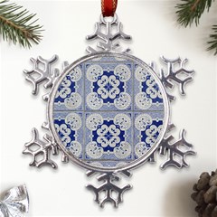 Ceramic-portugal-tiles-wall Metal Large Snowflake Ornament by Amaryn4rt