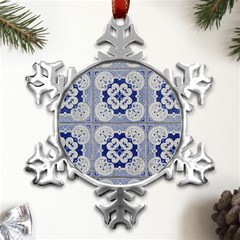 Ceramic-portugal-tiles-wall Metal Small Snowflake Ornament by Amaryn4rt