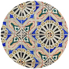 Ceramic-portugal-tiles-wall- Wooden Puzzle Round by Amaryn4rt