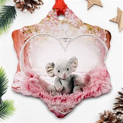 Elephant-heart-plush-vertical-toy Ornament (Snowflake)