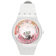 Elephant-heart-plush-vertical-toy Round Plastic Sport Watch (m) by Amaryn4rt