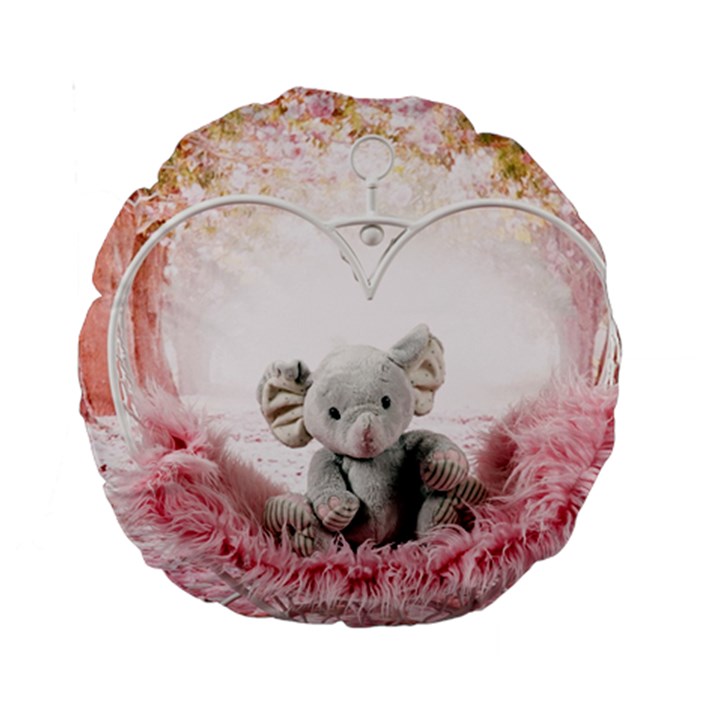 Elephant-heart-plush-vertical-toy Standard 15  Premium Round Cushions