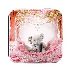 Elephant-heart-plush-vertical-toy Square Metal Box (black)