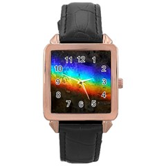 Rainbow-color-prism-colors Rose Gold Leather Watch  by Amaryn4rt