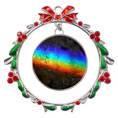 Rainbow-color-prism-colors Metal X mas Wreath Ribbon Ornament