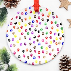 Paw Prints Background Ornament (round) by Amaryn4rt