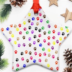 Paw Prints Background Star Ornament (two Sides) by Amaryn4rt