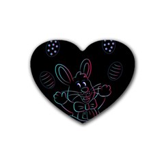 Easter-bunny-hare-rabbit-animal Rubber Heart Coaster (4 Pack) by Amaryn4rt