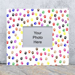 Paw Prints Background White Wall Photo Frame 5  X 7  by Amaryn4rt