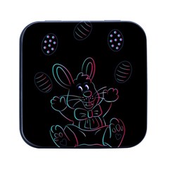 Easter-bunny-hare-rabbit-animal Square Metal Box (black)