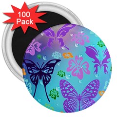 Butterfly Vector Background 3  Magnets (100 Pack) by Amaryn4rt