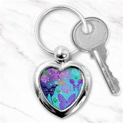 Butterfly Vector Background Key Chain (heart) by Amaryn4rt