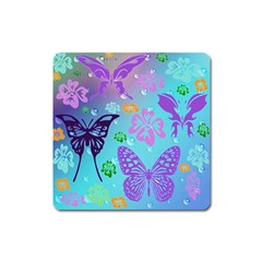 Butterfly Vector Background Square Magnet by Amaryn4rt