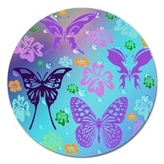 Butterfly Vector Background Magnet 5  (round) by Amaryn4rt