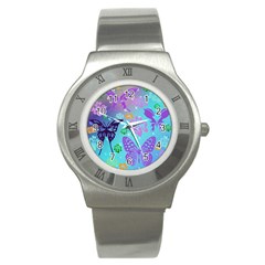 Butterfly Vector Background Stainless Steel Watch by Amaryn4rt