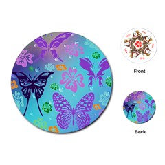 Butterfly Vector Background Playing Cards Single Design (round)