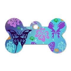 Butterfly Vector Background Dog Tag Bone (one Side) by Amaryn4rt