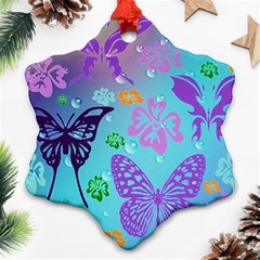 Butterfly Vector Background Snowflake Ornament (two Sides) by Amaryn4rt