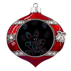 Easter-bunny-hare-rabbit-animal Metal Snowflake And Bell Red Ornament by Amaryn4rt