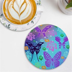 Butterfly Vector Background Uv Print Round Tile Coaster by Amaryn4rt