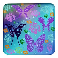 Butterfly Vector Background Square Glass Fridge Magnet (4 Pack) by Amaryn4rt