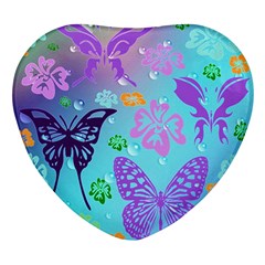 Butterfly Vector Background Heart Glass Fridge Magnet (4 Pack) by Amaryn4rt