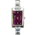 Retro-flower-pattern-design-batik- Rectangle Italian Charm Watch Front