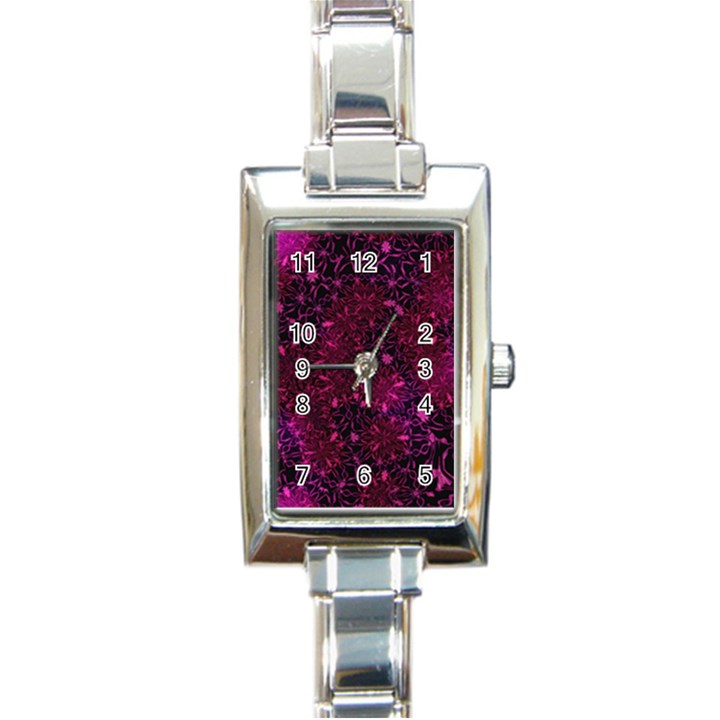 Retro-flower-pattern-design-batik- Rectangle Italian Charm Watch