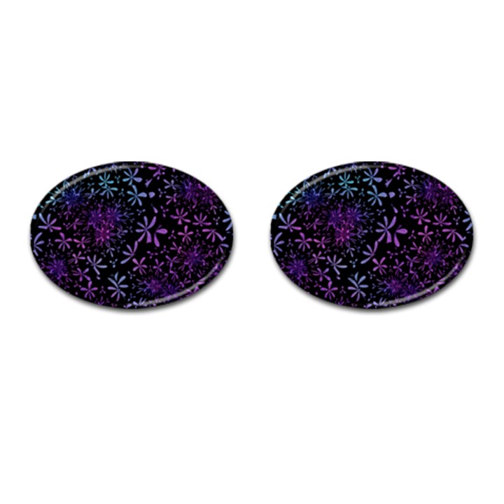 Retro-flower-pattern-design-batik Cufflinks (Oval)