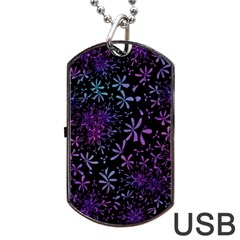 Retro-flower-pattern-design-batik Dog Tag Usb Flash (two Sides) by Amaryn4rt