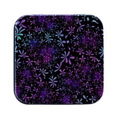 Retro-flower-pattern-design-batik Square Metal Box (black) by Amaryn4rt