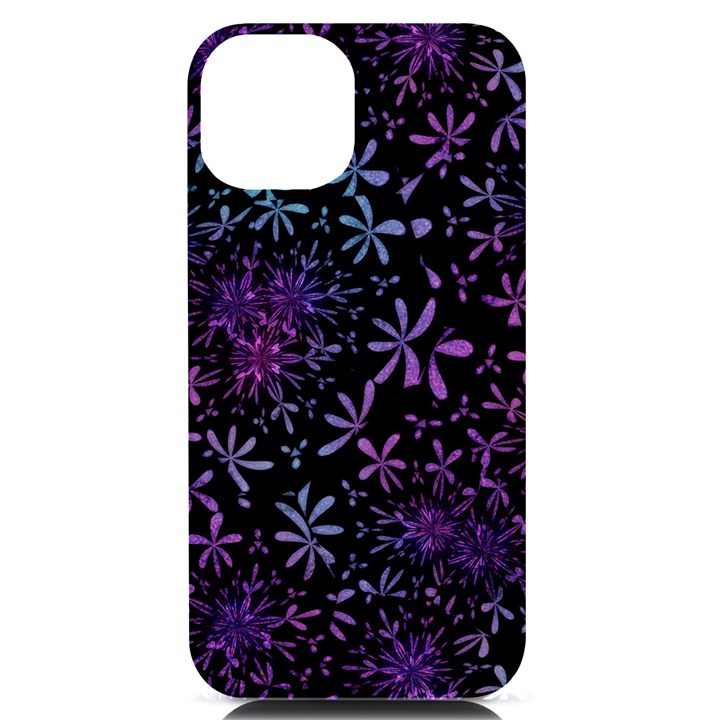 Retro-flower-pattern-design-batik iPhone 14 Black UV Print Case