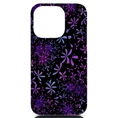 Retro-flower-pattern-design-batik Iphone 14 Pro Black Uv Print Case by Amaryn4rt