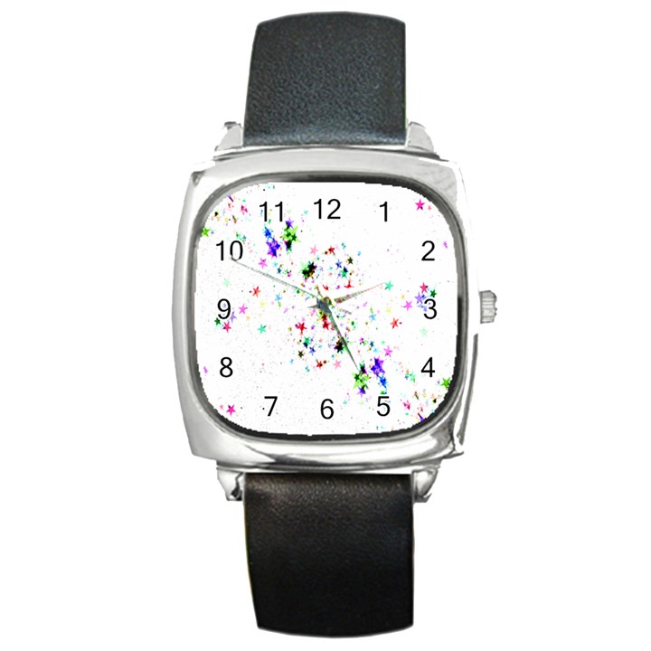 Star-structure-many-repetition- Square Metal Watch