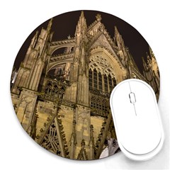 Cologne-church-evening-showplace Round Mousepad by Amaryn4rt