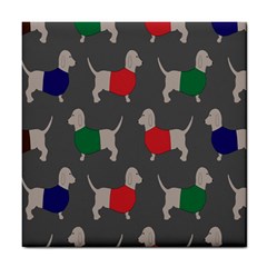 Cute Dachshund Dogs Wearing Jumpers Wallpaper Pattern Background Tile Coaster by Amaryn4rt