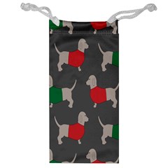 Cute Dachshund Dogs Wearing Jumpers Wallpaper Pattern Background Jewelry Bag by Amaryn4rt