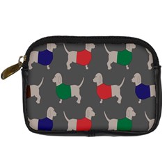 Cute Dachshund Dogs Wearing Jumpers Wallpaper Pattern Background Digital Camera Leather Case by Amaryn4rt