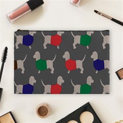 Cute Dachshund Dogs Wearing Jumpers Wallpaper Pattern Background Cosmetic Bag (large) by Amaryn4rt