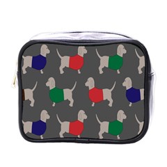 Cute Dachshund Dogs Wearing Jumpers Wallpaper Pattern Background Mini Toiletries Bag (one Side) by Amaryn4rt