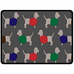 Cute Dachshund Dogs Wearing Jumpers Wallpaper Pattern Background Fleece Blanket (large) by Amaryn4rt