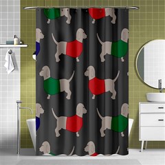 Cute Dachshund Dogs Wearing Jumpers Wallpaper Pattern Background Shower Curtain 48  X 72  (small)  by Amaryn4rt