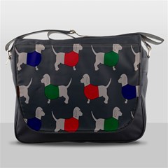 Cute Dachshund Dogs Wearing Jumpers Wallpaper Pattern Background Messenger Bag by Amaryn4rt