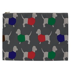 Cute Dachshund Dogs Wearing Jumpers Wallpaper Pattern Background Cosmetic Bag (xxl) by Amaryn4rt