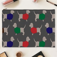 Cute Dachshund Dogs Wearing Jumpers Wallpaper Pattern Background Cosmetic Bag (xxxl) by Amaryn4rt