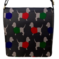 Cute Dachshund Dogs Wearing Jumpers Wallpaper Pattern Background Flap Closure Messenger Bag (s) by Amaryn4rt