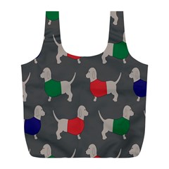 Cute Dachshund Dogs Wearing Jumpers Wallpaper Pattern Background Full Print Recycle Bag (l) by Amaryn4rt