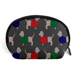 Cute Dachshund Dogs Wearing Jumpers Wallpaper Pattern Background Accessory Pouch (large) by Amaryn4rt